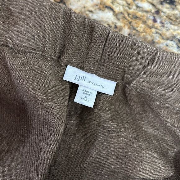 J. Jill Love Linen Brown Wide Leg Lagenlook Crop Pants Size MP - Picture 5 of 11